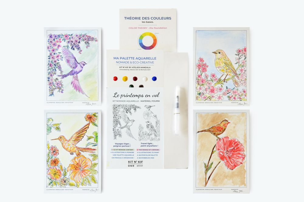 Gifts - Nomad Watercolor Kit - Spring inflight (all included) | Kit n'Kif ® - ATELIER MANDALA