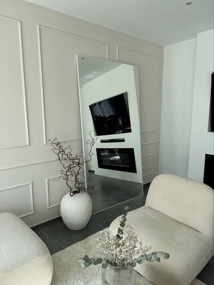 Mirrors - Extra Large Full Length Mirror With White Frame (110x210cm) - SCANDINAVIAN GLASSFACTORY