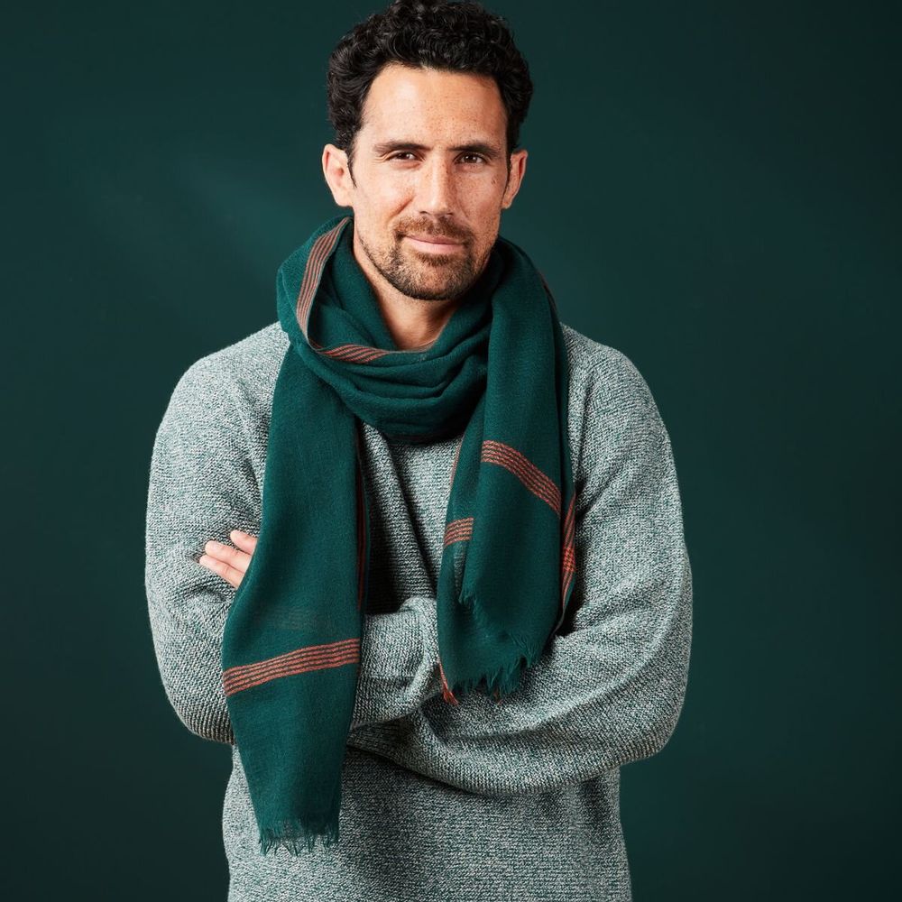 Foulards et écharpes - Écharpe homme vert foncé laine - AV08 PARIS
