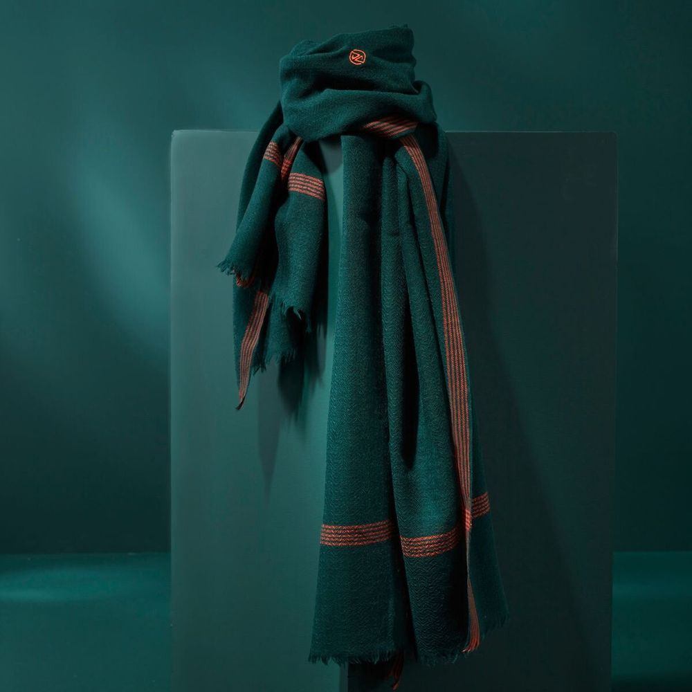 Foulards et écharpes - Écharpe homme vert foncé laine - AV08 PARIS