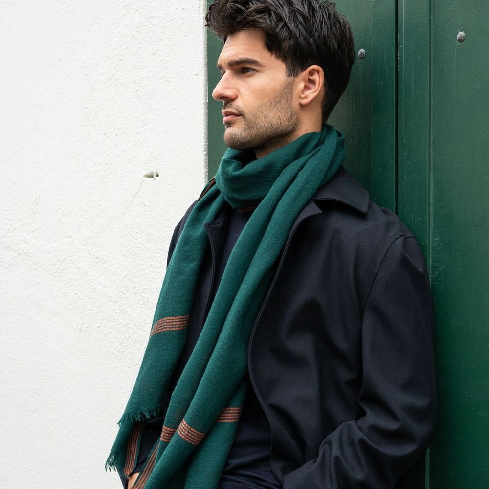 Foulards et écharpes - Écharpe homme vert foncé laine - AV08 PARIS