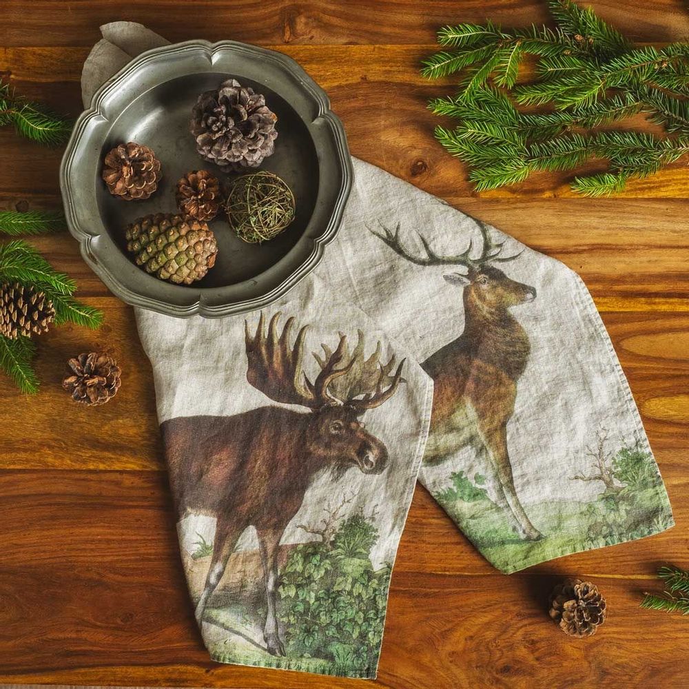 Table linen - MOOSE & DEER ǀ Linen Kitchen Towels - LINOROOM 100% LINEN TEXTILES