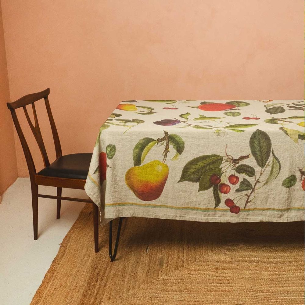 Table cloths - ORCHARD FRUITS ǀ 100% Linen Tablecloth - LINOROOM 100% LINEN TEXTILES