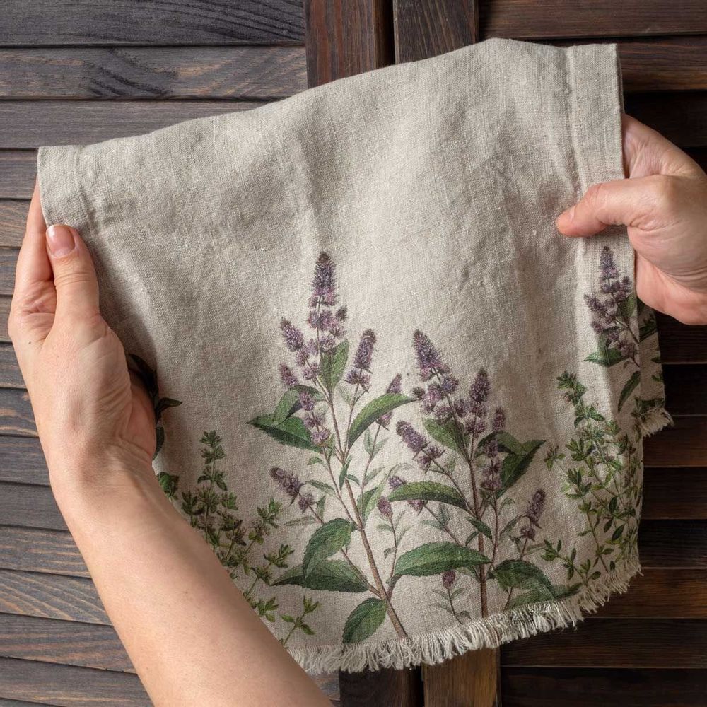 Serviettes de bain - Serviette de Baine en Lin Lavé │ HERBES FINES - LINOROOM 100% LINEN TEXTILES
