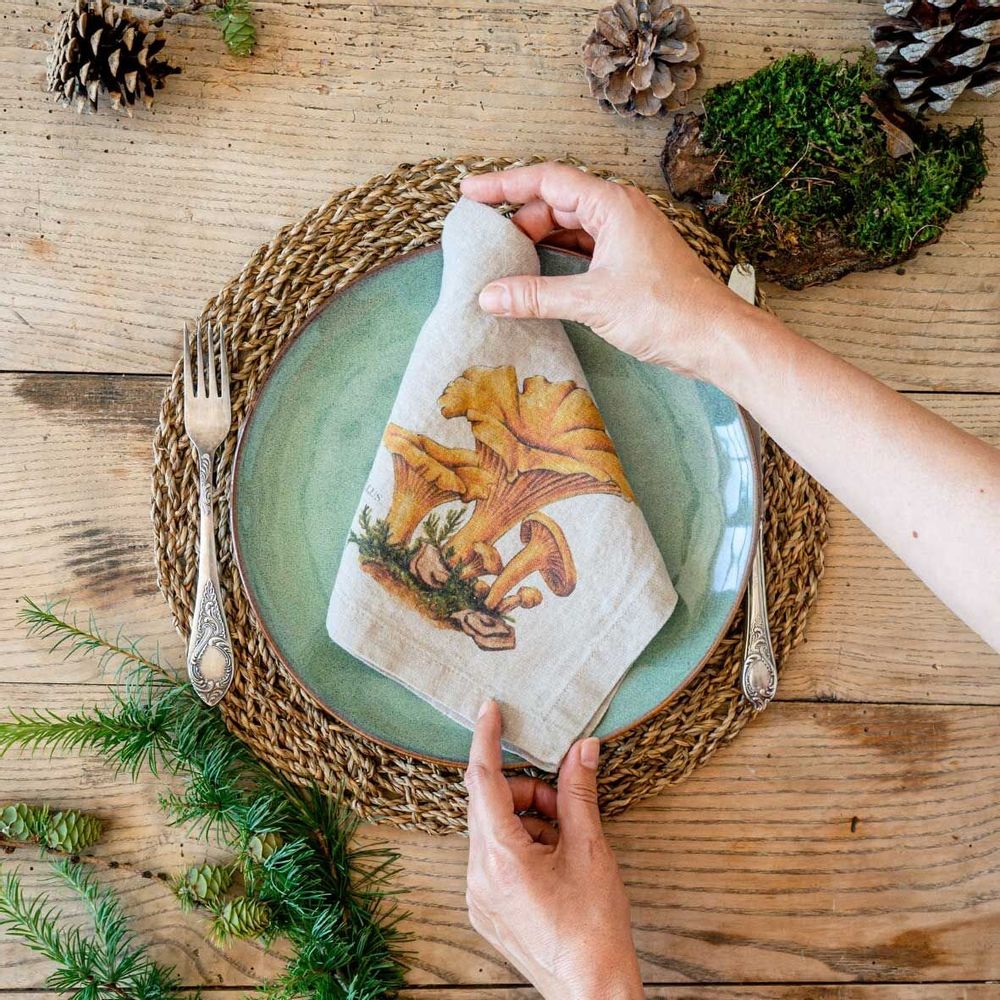 Table linen - 100% Linen Napkins ǀ FOREST MUSHROOM - LINOROOM 100% LINEN TEXTILES