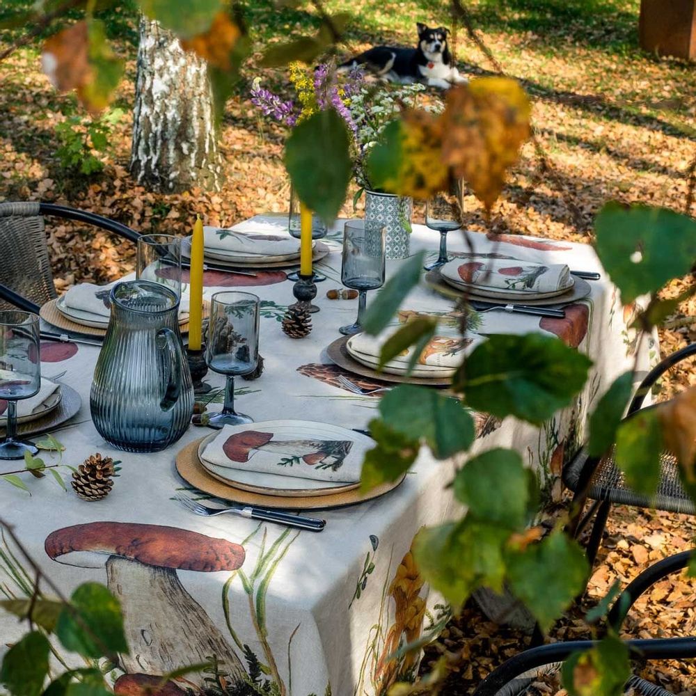 Nappes - CHAMPIGNONS ǀ Nappe en 100% lin lavé - LINOROOM 100% LINEN TEXTILES