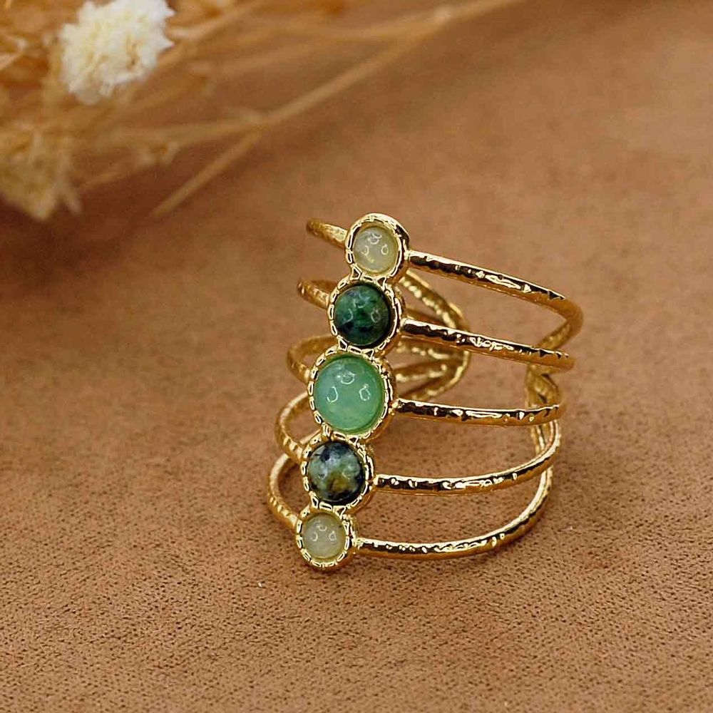 Jewelry - Steel and Turquoise Multirow Bracelet - MERVEILLES DU MONDE BIJOUX