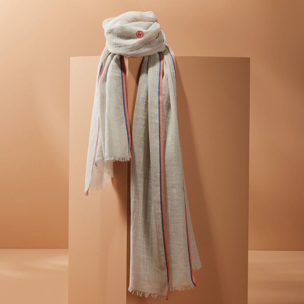 Foulards et écharpes - Chèche homme rayé bleu ciel blanc SIDI KAOUKI - AV08 PARIS