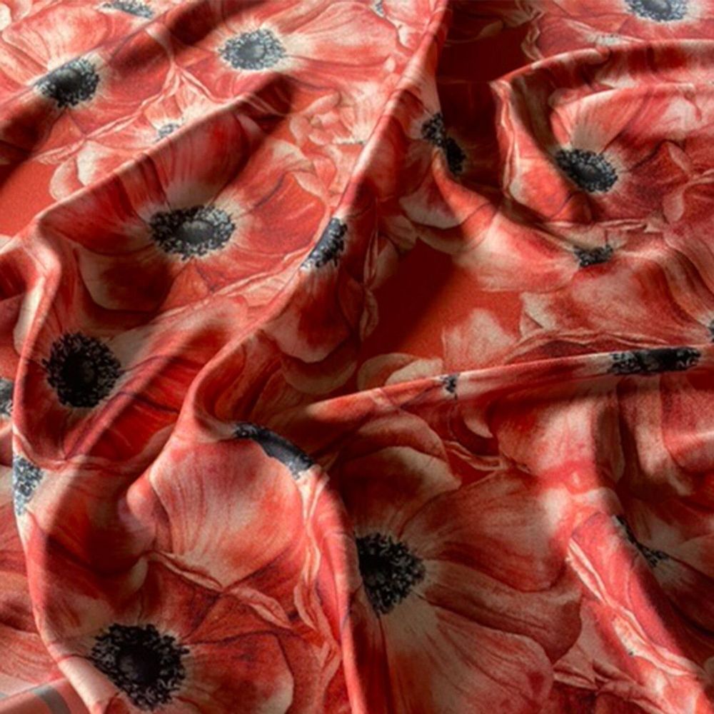 Scarves - Silk Scarf Red Muse 90X90 CM - RALUFINEART