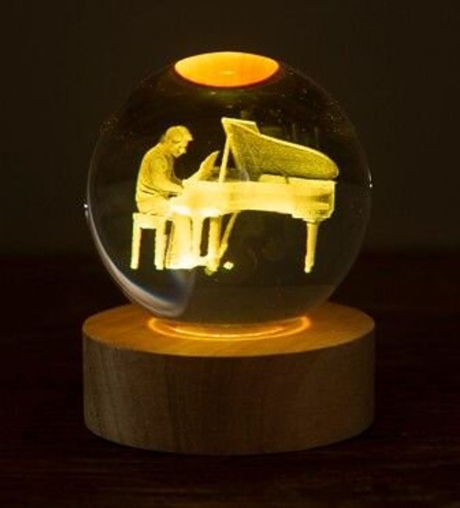Cadeaux - Veilleuse verre gravée sur base en bois LED avec télécommande. - LIGHT ME UP