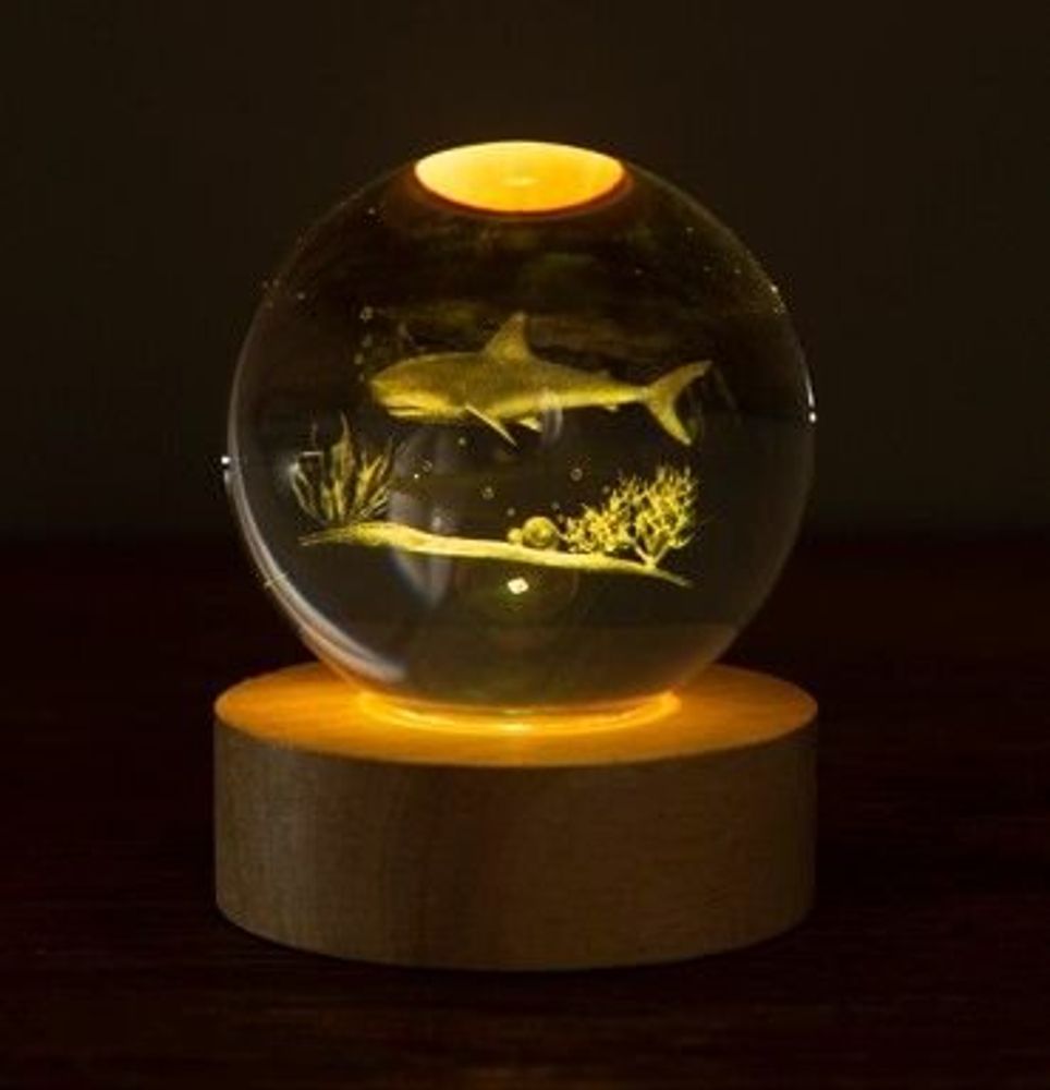 Cadeaux - Veilleuse verre gravée sur base en bois LED avec télécommande. - LIGHT ME UP