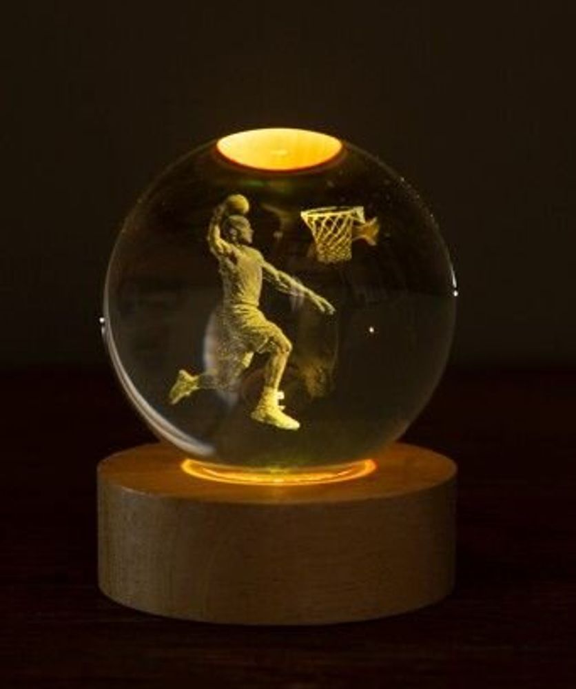 Cadeaux - Veilleuse verre gravée sur base en bois LED avec télécommande. - LIGHT ME UP
