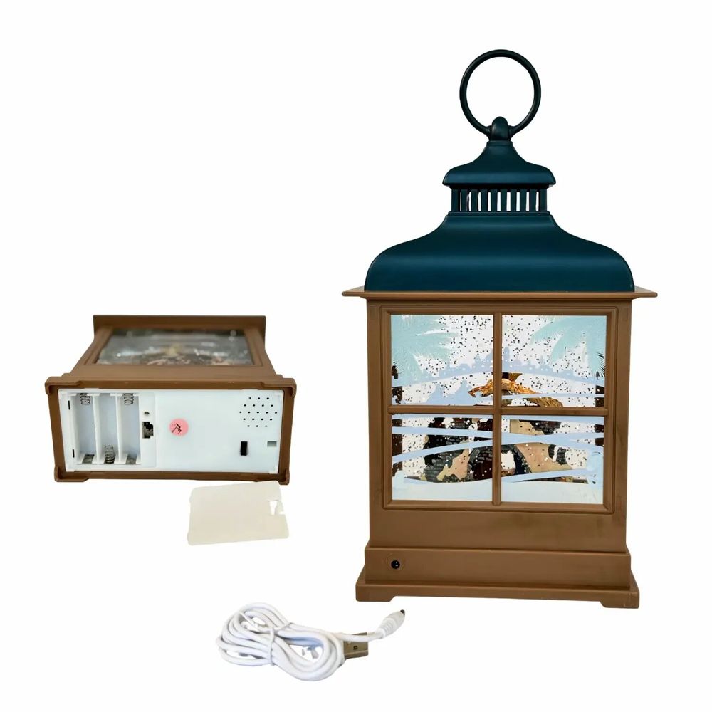 Crèches et santons - Lanterne LED avec Crèche – Paillettes et Lumière Chaleureuse - BLUE STAR B.V.