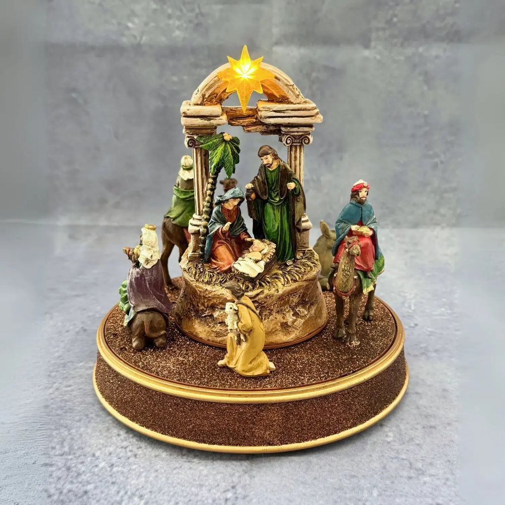 Crèches et santons - Crèche LED – Rois Mages avec Lumière, Rotation & Musique - BLUE STAR B.V.
