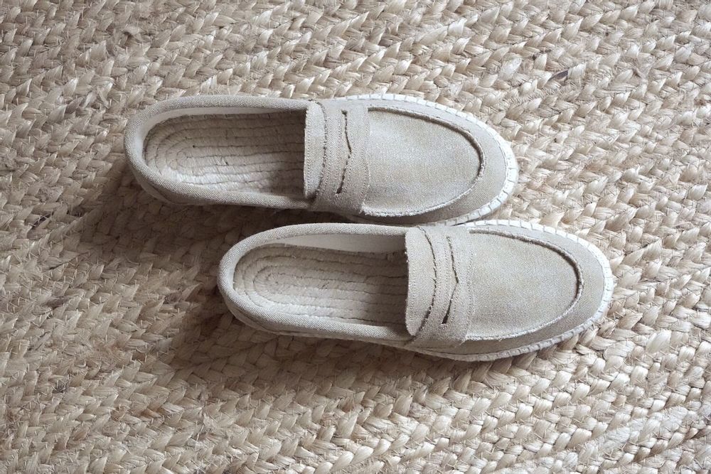 Shoes - Handmade washed-canvas moccasin – Jute espadrille sole - ATELIER COSTÀ