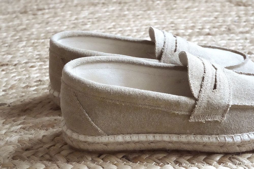 Shoes - Handmade washed-canvas moccasin – Jute espadrille sole - ATELIER COSTÀ