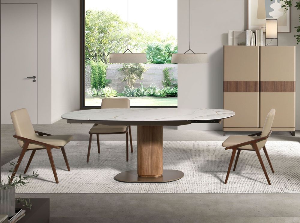 Dining Tables - Oval extending dining table with porcelain marble - ANGEL CERDÁ