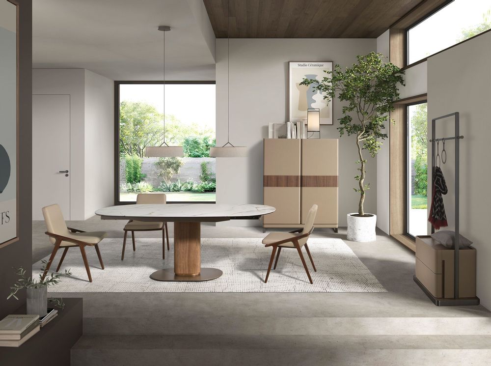 Dining Tables - Oval extending dining table with porcelain marble - ANGEL CERDÁ