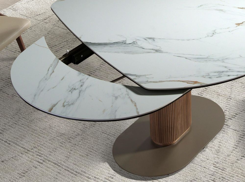 Dining Tables - Oval extending dining table with porcelain marble - ANGEL CERDÁ
