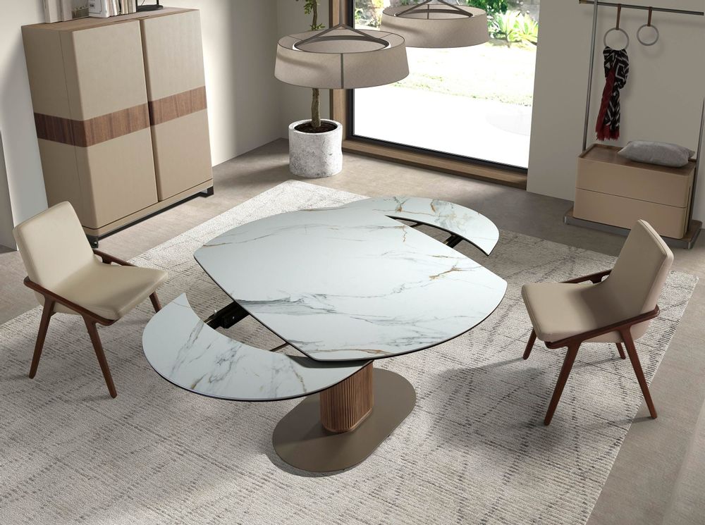 Dining Tables - Oval extending dining table with porcelain marble - ANGEL CERDÁ