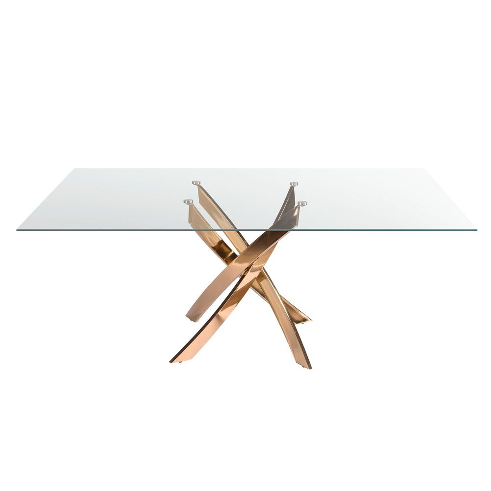 Dining Tables - Rectangular dining table in tempered glass and pink steel - ANGEL CERDÁ