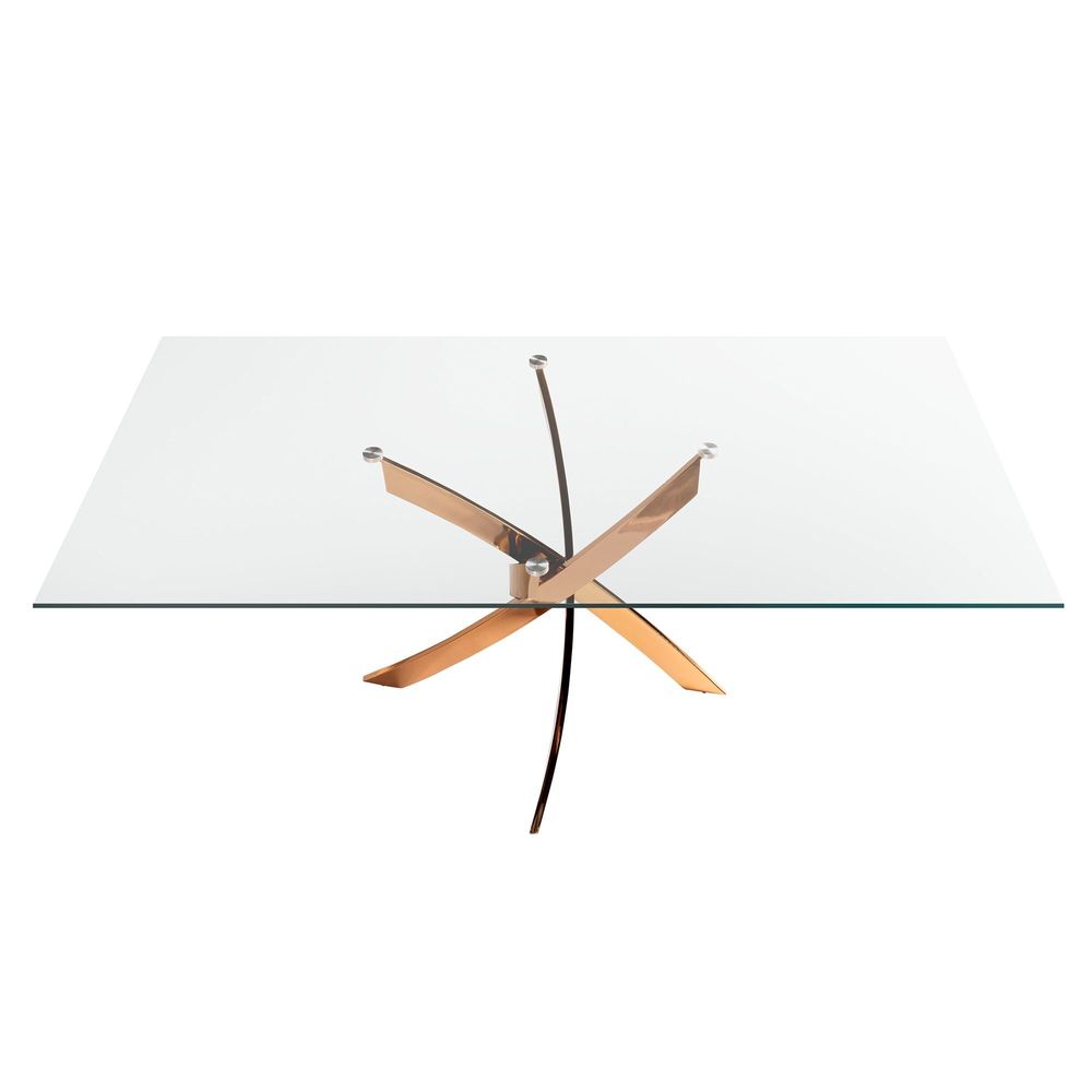 Dining Tables - Rectangular dining table in tempered glass and pink steel - ANGEL CERDÁ