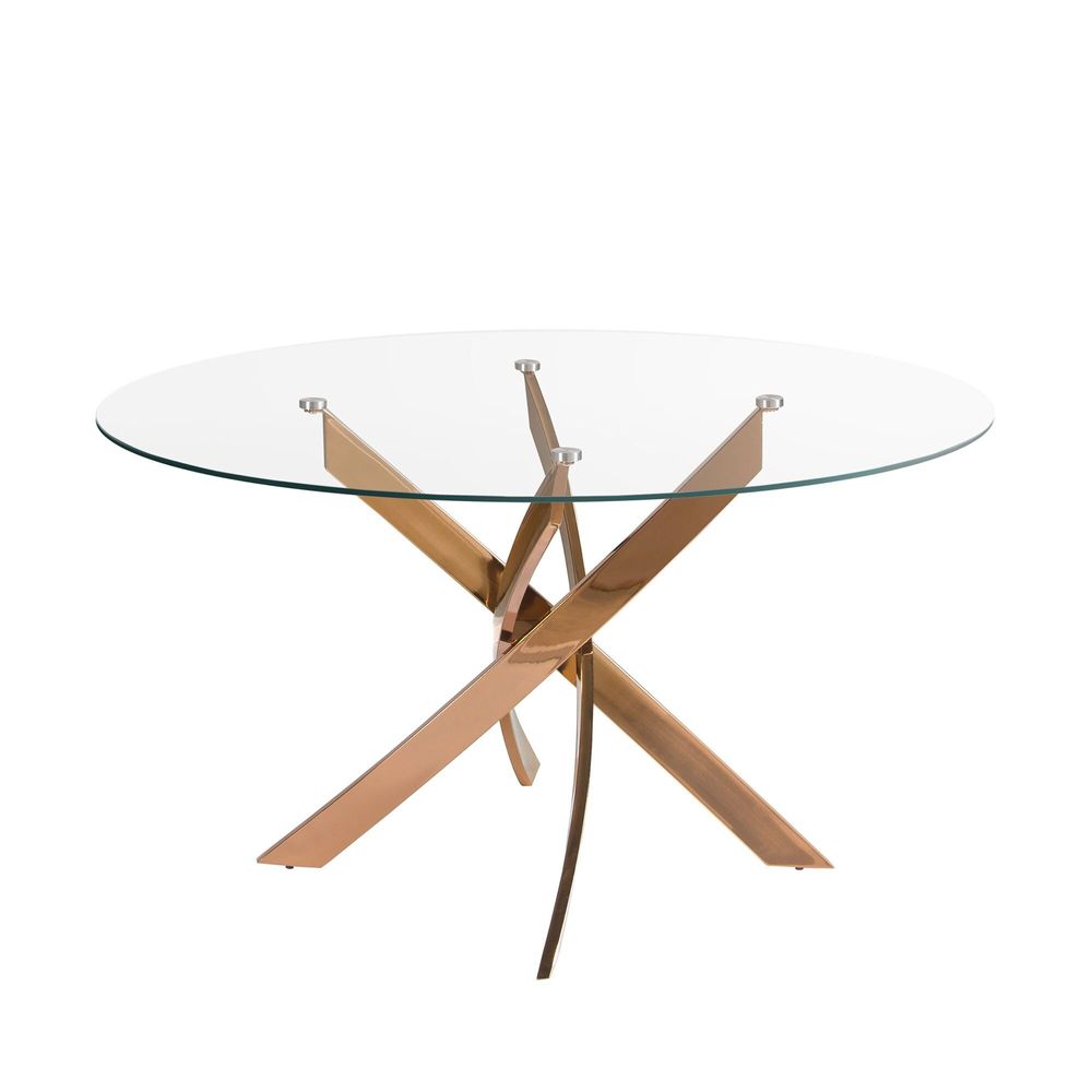 Dining Tables - Round dining table tempered glass and pink steel - ANGEL CERDÁ