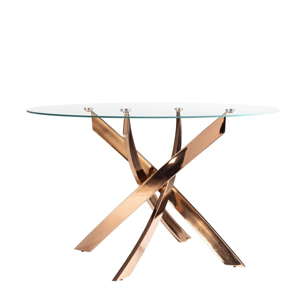 Dining Tables - Round dining table tempered glass and pink steel - ANGEL CERDÁ