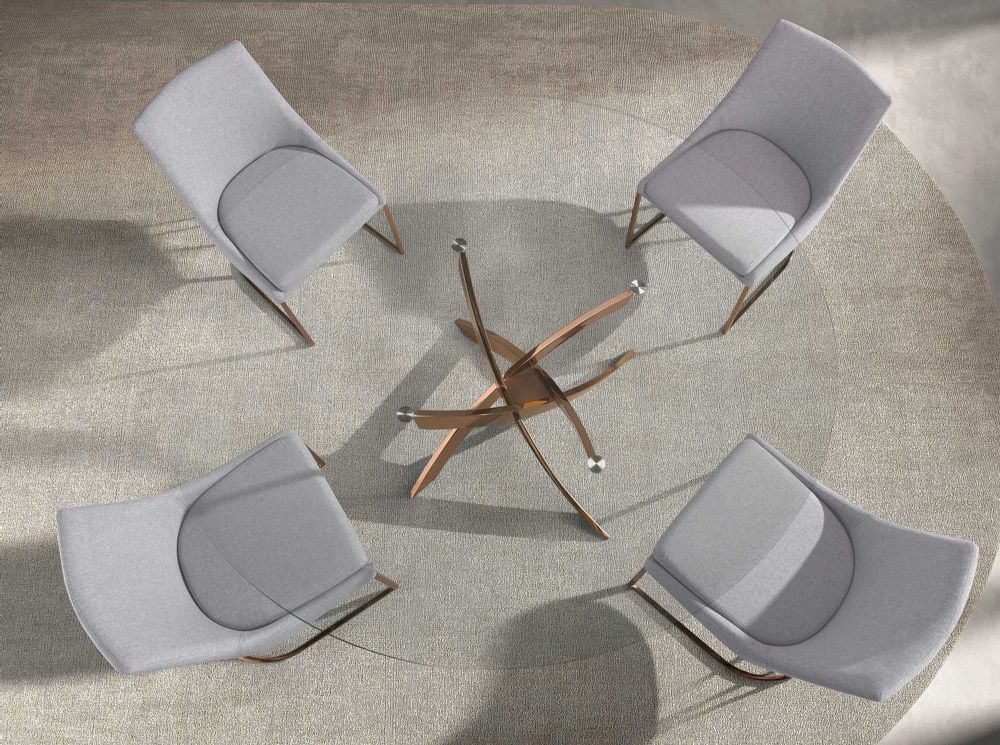Dining Tables - Round dining table tempered glass and pink steel - ANGEL CERDÁ