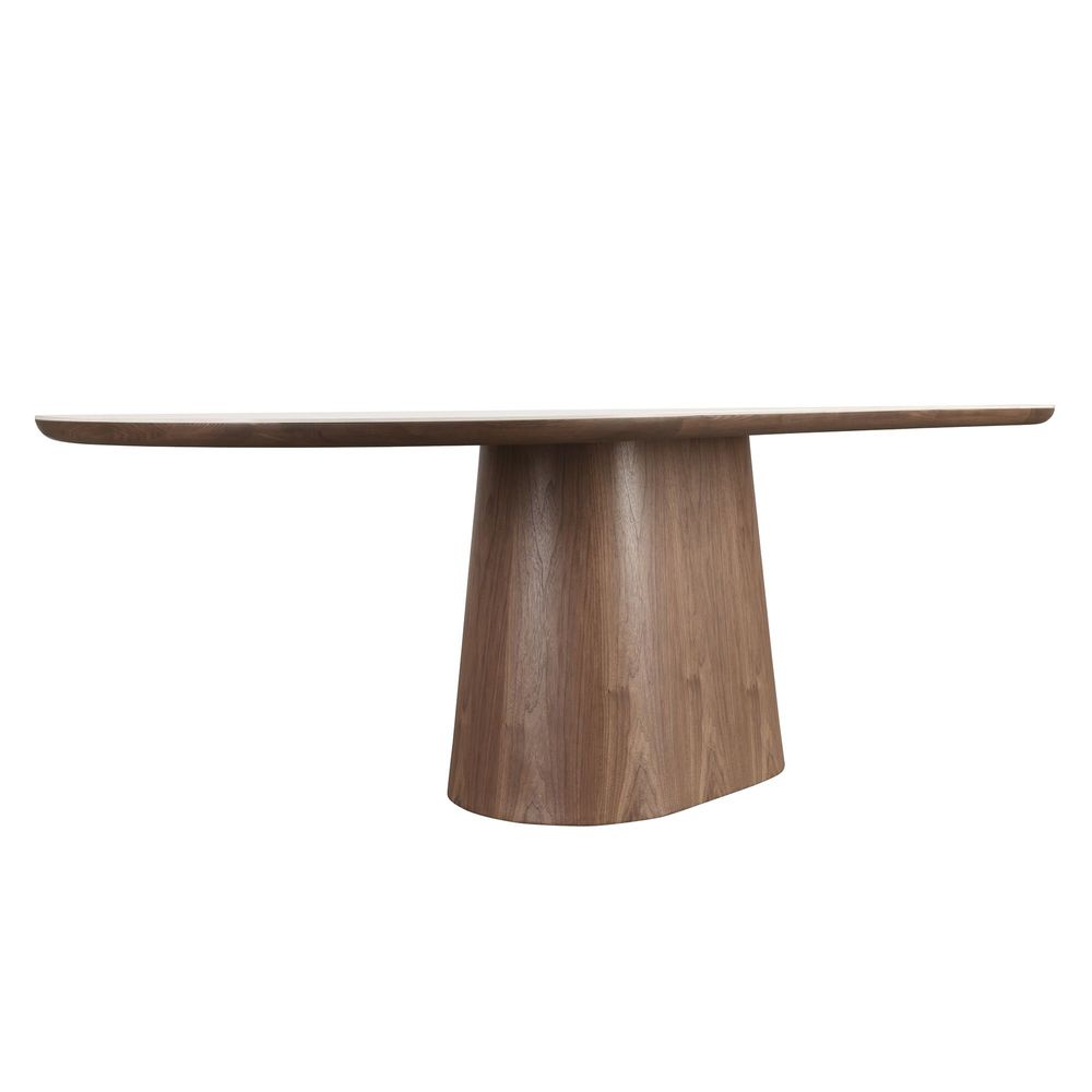 Dining Tables - Porcelain marble and walnut half round oval dining table - ANGEL CERDÁ