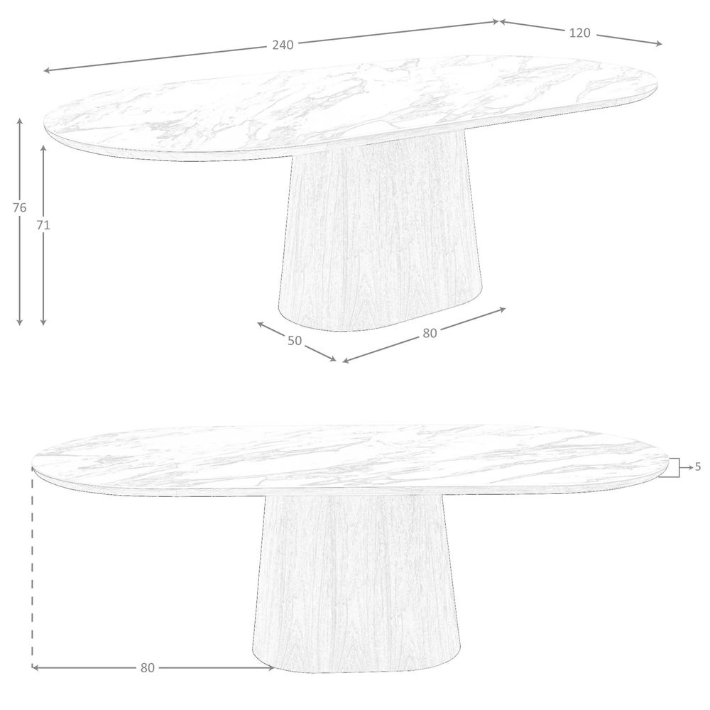 Dining Tables - Porcelain marble and walnut half round oval dining table - ANGEL CERDÁ