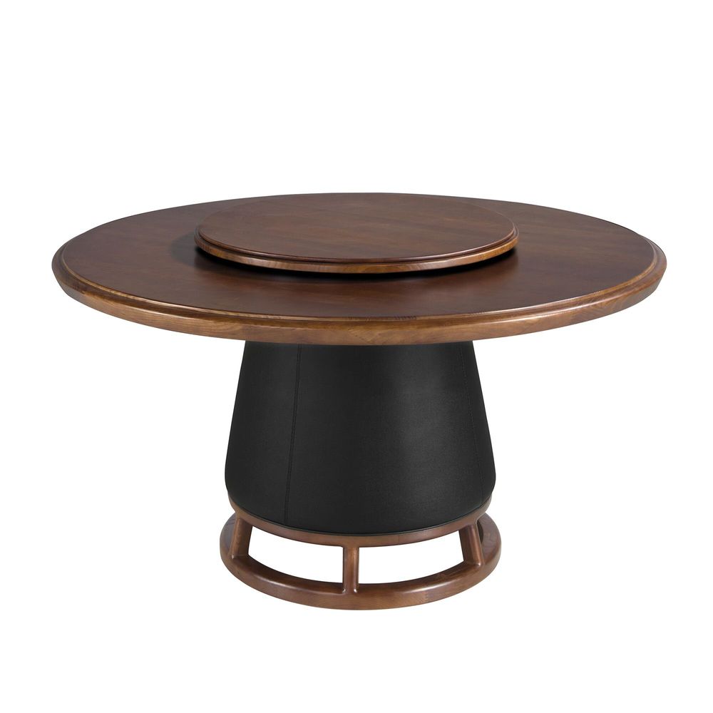 Dining Tables - Round dining table dark walnut and wood - ANGEL CERDÁ