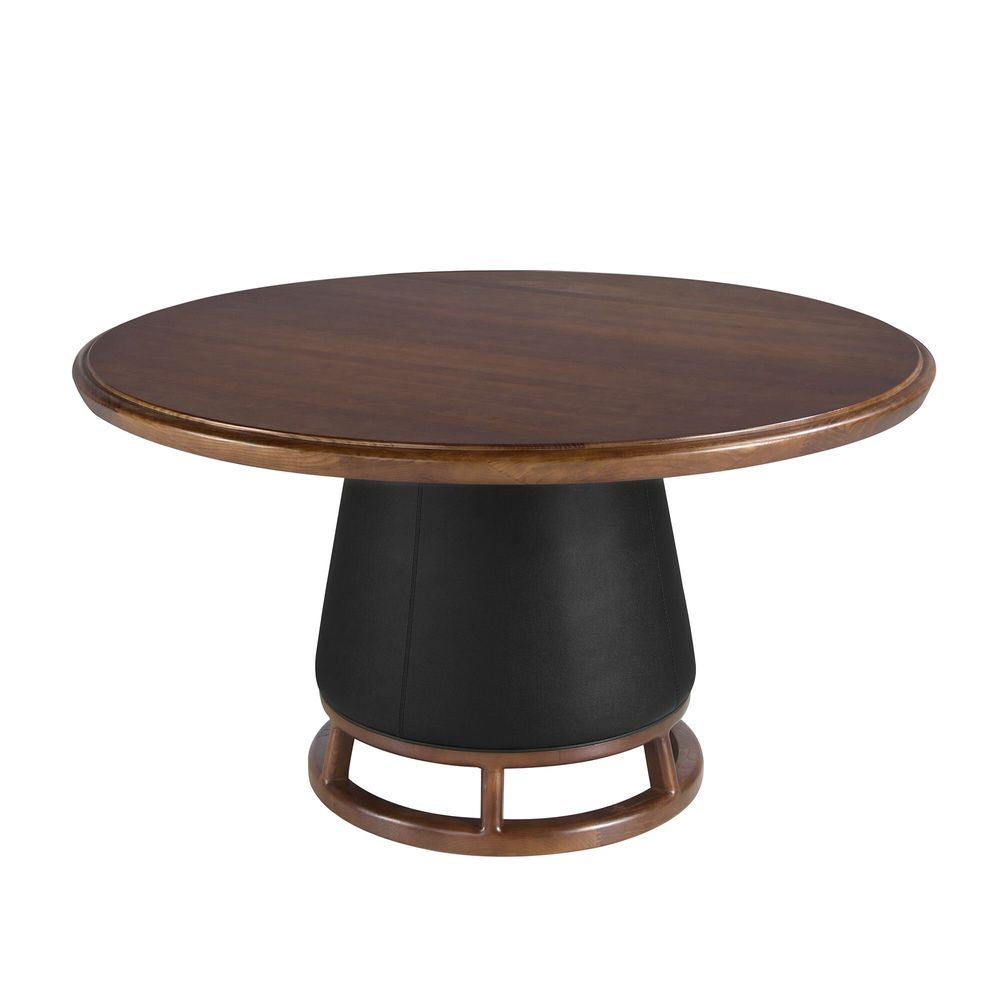 Dining Tables - Round dining table dark walnut and wood - ANGEL CERDÁ