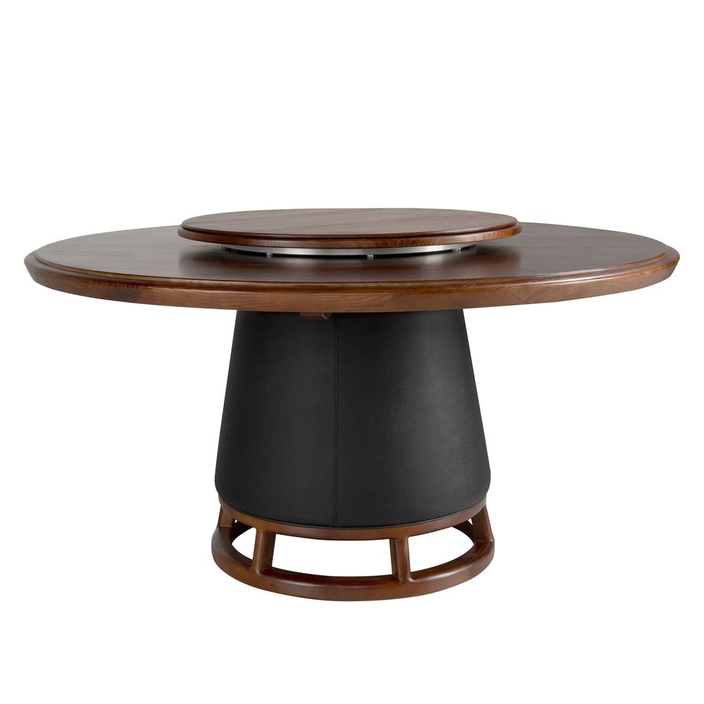 Dining Tables - Round dining table dark walnut and wood - ANGEL CERDÁ