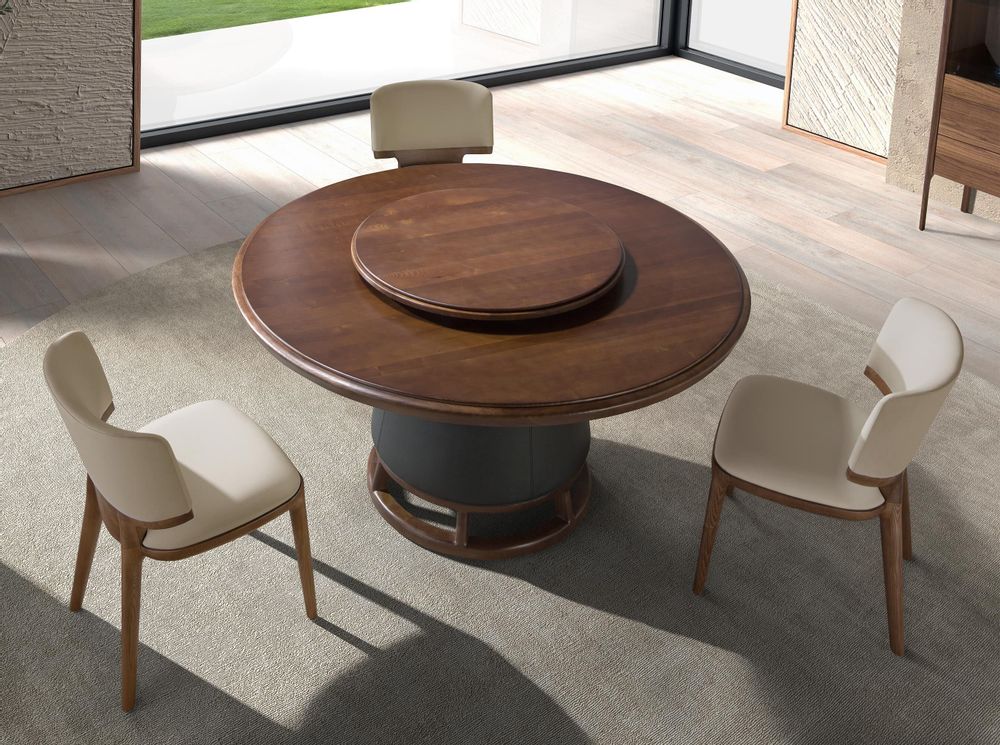 Dining Tables - Round dining table dark walnut and wood - ANGEL CERDÁ