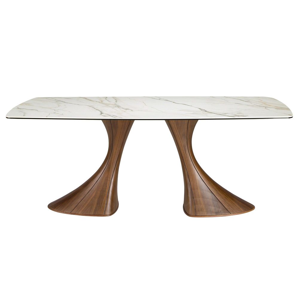 Tables Salle à Manger - Table de salle à manger ovale en forme de tonneau, marbre en porcelain - ANGEL CERDÁ