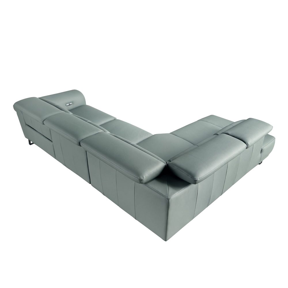 Sofas - Left chaise longue relax sofa in turquoise green leather - ANGEL CERDÁ