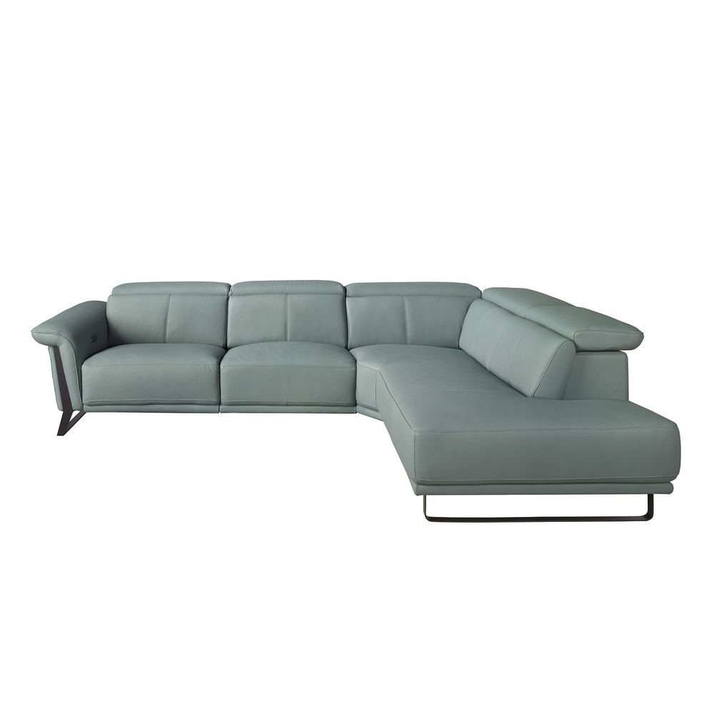 Canapés - Canapé d'angle relax droite en cuir vert turquoise - ANGEL CERDÁ