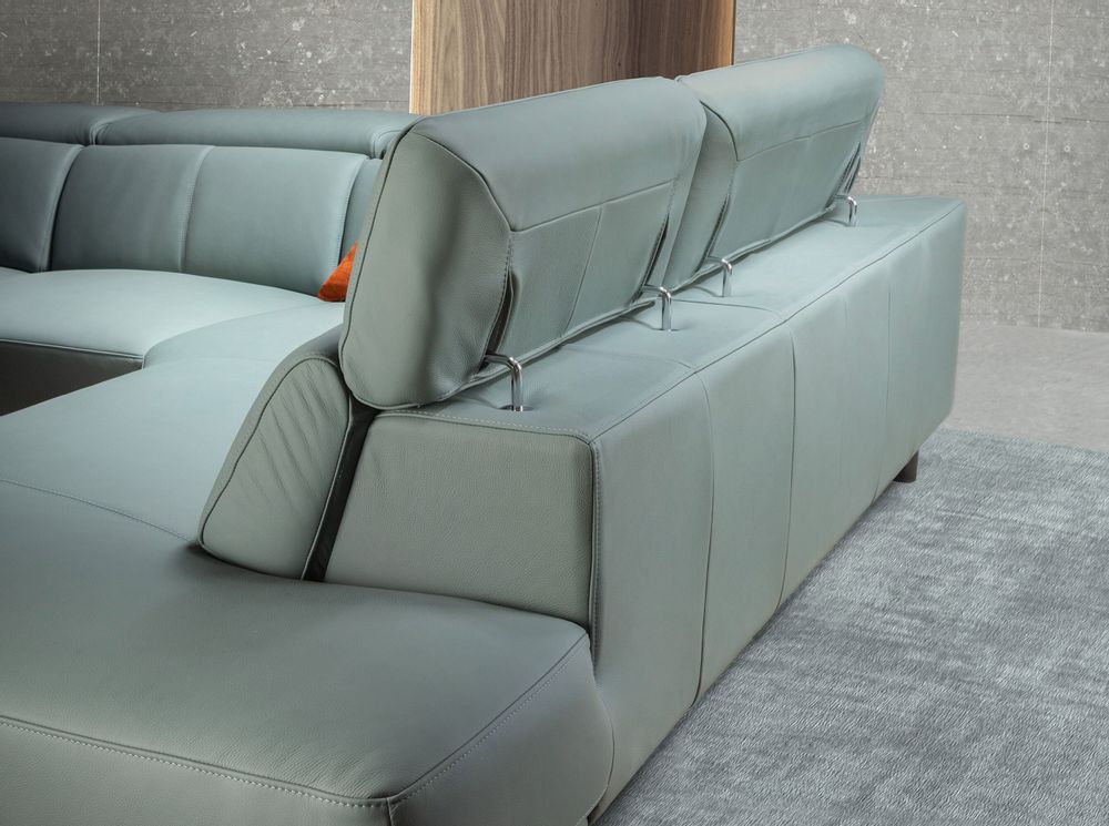 Canapés - Canapé d'angle relax droite en cuir vert turquoise - ANGEL CERDÁ
