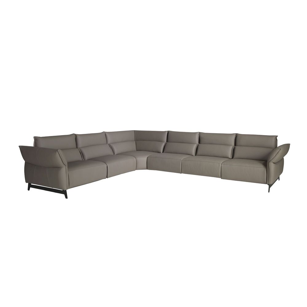 Sofas - Dark grey leather modular relax corner sofa - ANGEL CERDÁ