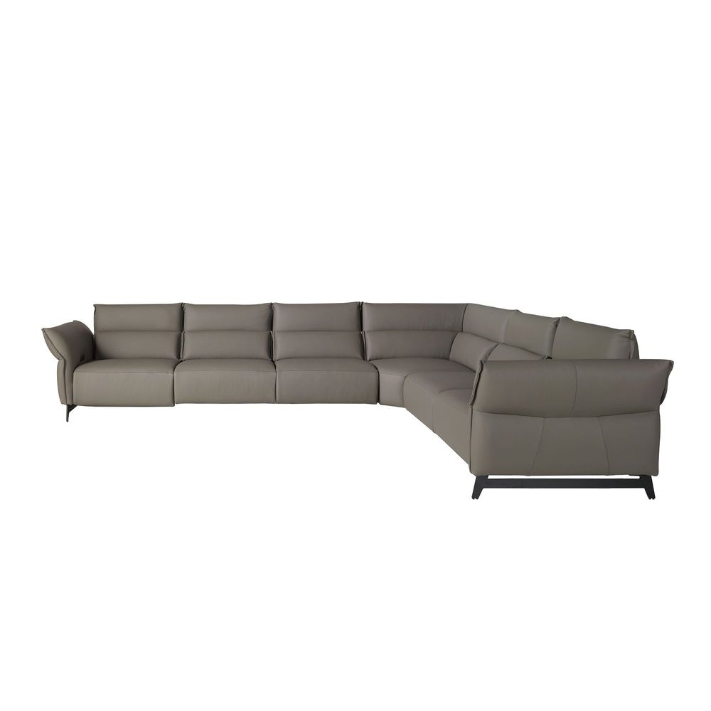 Sofas - Dark grey leather modular relax corner sofa - ANGEL CERDÁ