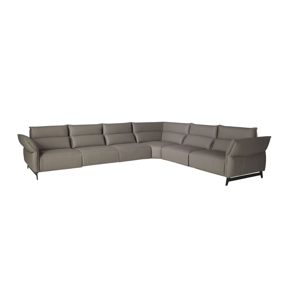 Sofas - Dark grey leather modular relax corner sofa - ANGEL CERDÁ