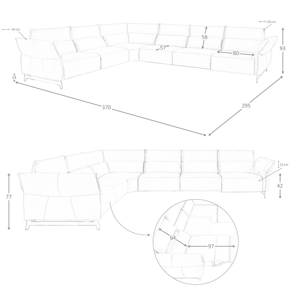 Sofas - Dark grey leather modular relax corner sofa - ANGEL CERDÁ