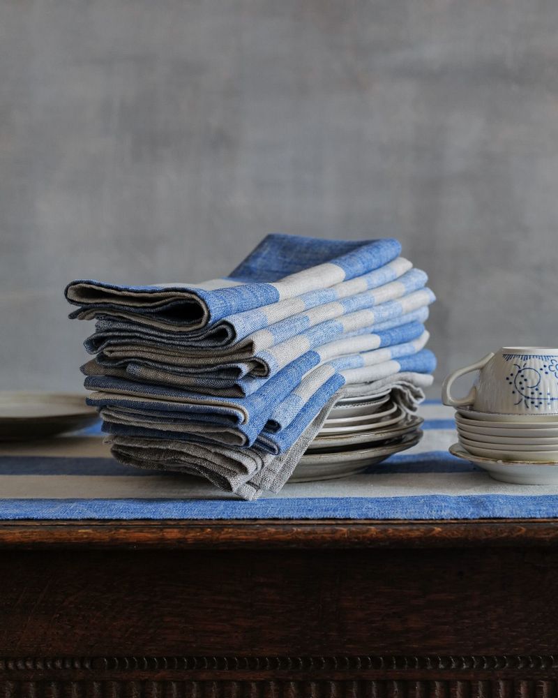 Nappes - Linge de table en lin rayé fait main par LinenMe - LINENME