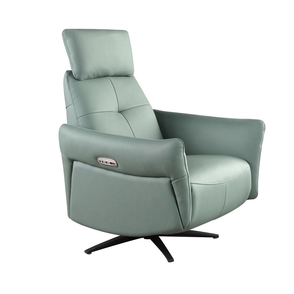 Armchairs - Turquoise green leather swivel relax armchair - ANGEL CERDÁ