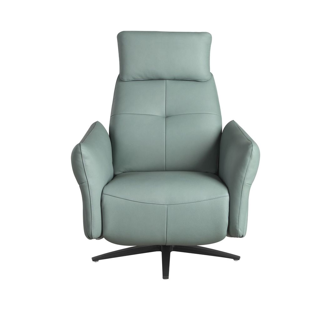Armchairs - Turquoise green leather swivel relax armchair - ANGEL CERDÁ