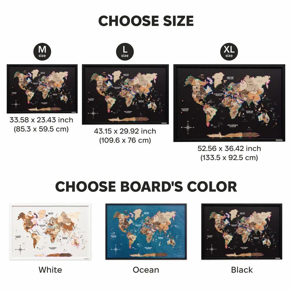Design objects - Wooden LED World Map on Board - ENJOY THE WOOD