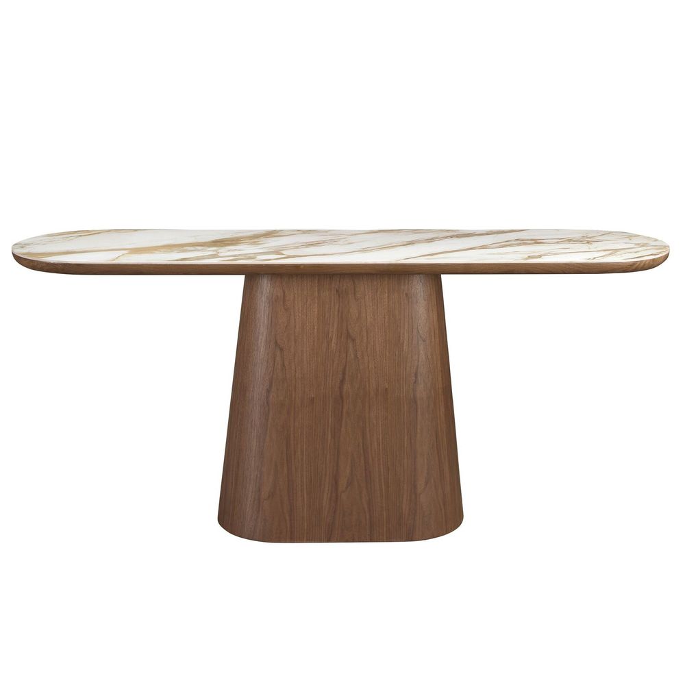 Consoles - Table console ovale demi-ronde en porcelaine et noyer - ANGEL CERDÁ