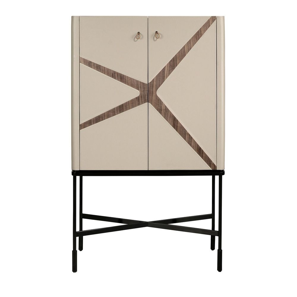 Sideboards - High sideboard leather, walnut and black steel - ANGEL CERDÁ