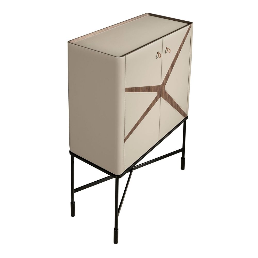 Sideboards - High sideboard leather, walnut and black steel - ANGEL CERDÁ